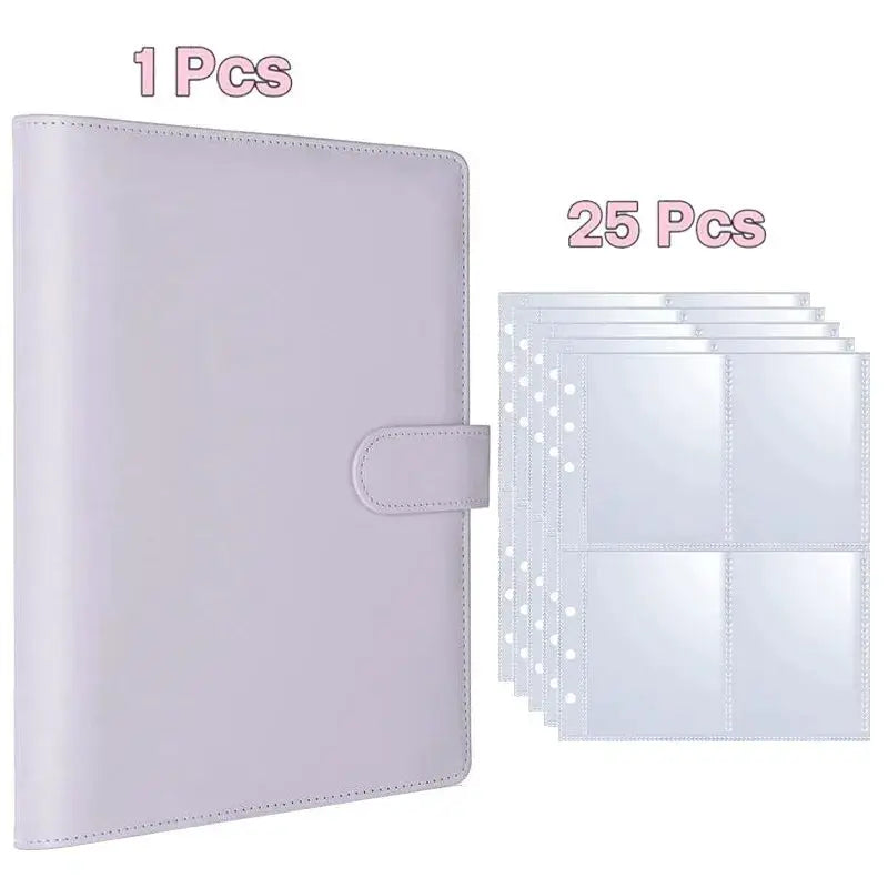 Simples Market A5 lilac PU leather photo binder with 25 transparent 4-grid pages