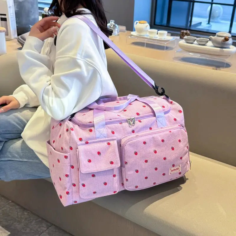 Corduroy Travel Tote Duffle Bag with Shoe Compartment - Simples Market