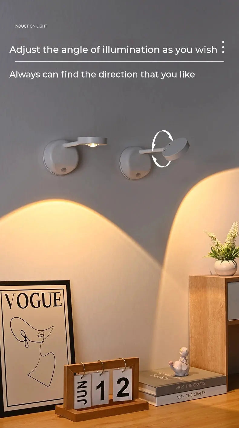 HPH USB rechargeable intelligent wall light pair; motion-sensing, dimmable LED spotlights for lighting paintings.