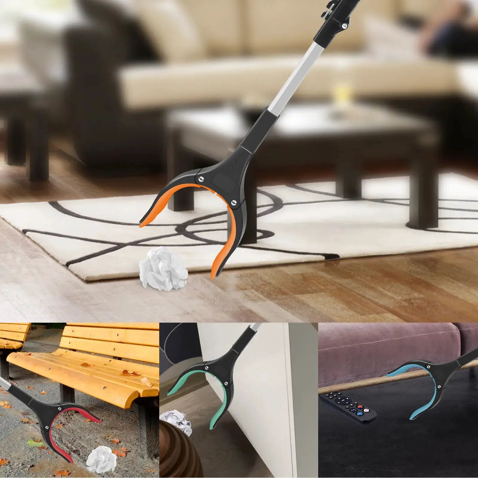 Simples Market foldable gripper extender reacher with non-slip jaws in 6 color options