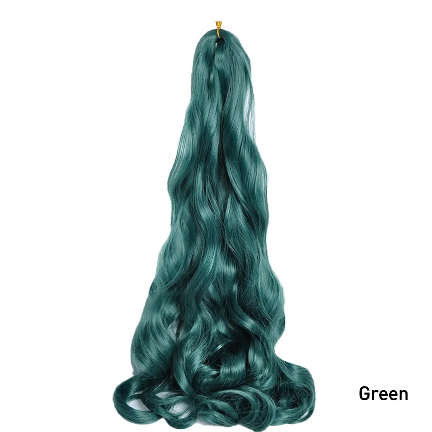 Braiding hair extension 24-inch green French curls with synthetic spiral waves by Simples Market