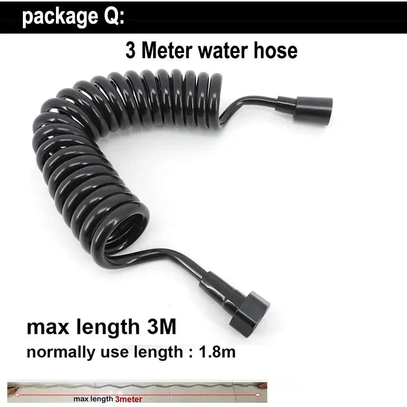 Simples Market handheld black bidet spray hose, coiled 3m max length with end fittings
