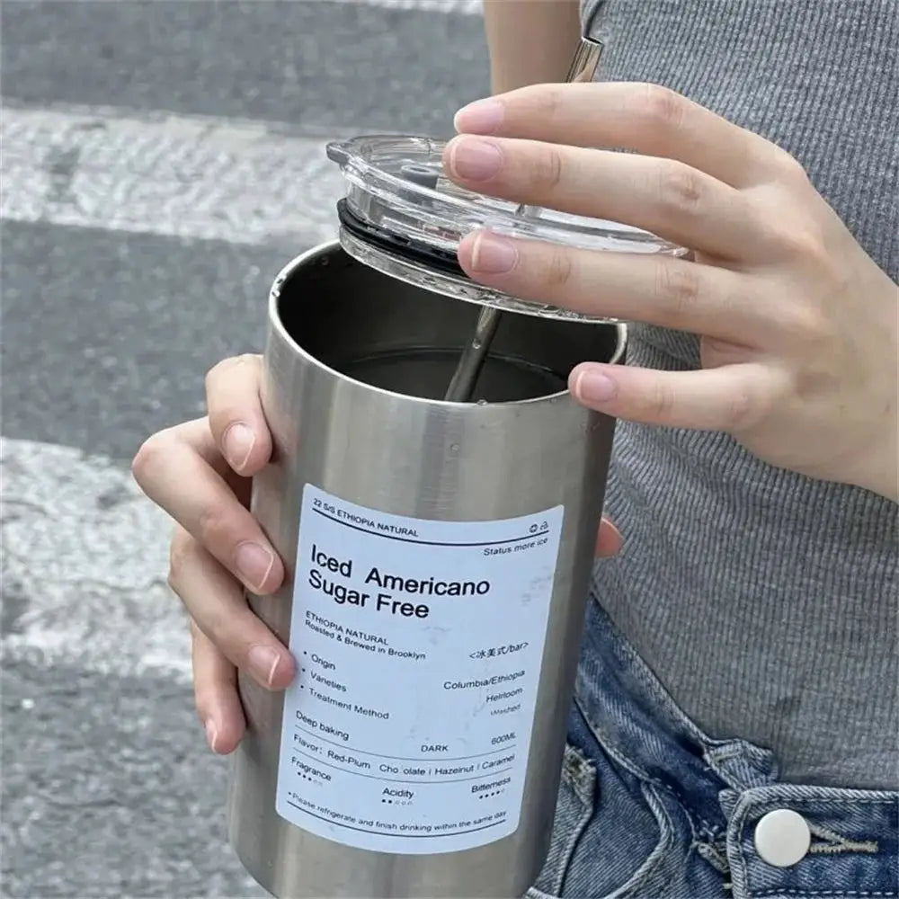 600ml Stainless Steel Thermos Bottle With Straw Insulated BPA Free