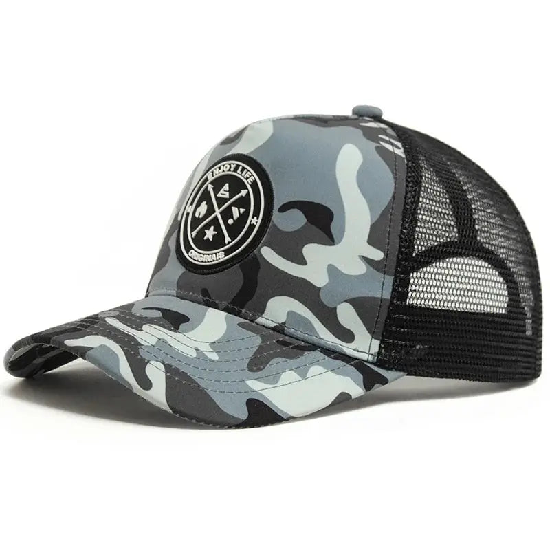 Summer Mesh Baseball Cap For Women And Men ENJOY LIFE Patch Snapback Breathable Unisex Street Hip Hop Trucker Cap