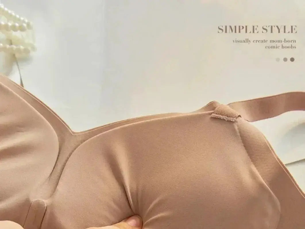 Bra, beige molded-cup with adjustable straps and smooth fabric