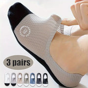Mens Invisible Socks Thin Breathable Waffle Pattern Anti Friction Sweat Absorbing Casual Mesh Socks 3 Pairs