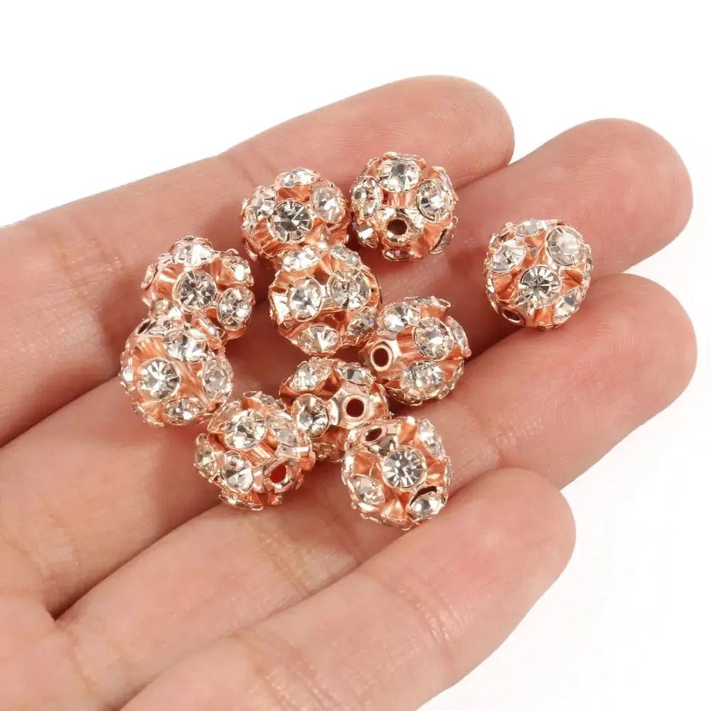 50Pcs 6mm AB Color Metal Crystal Beads Rhinestone Ball Shape Loose Beads for Jewelry Making DIY Bracelet Accessories - Simples Market
