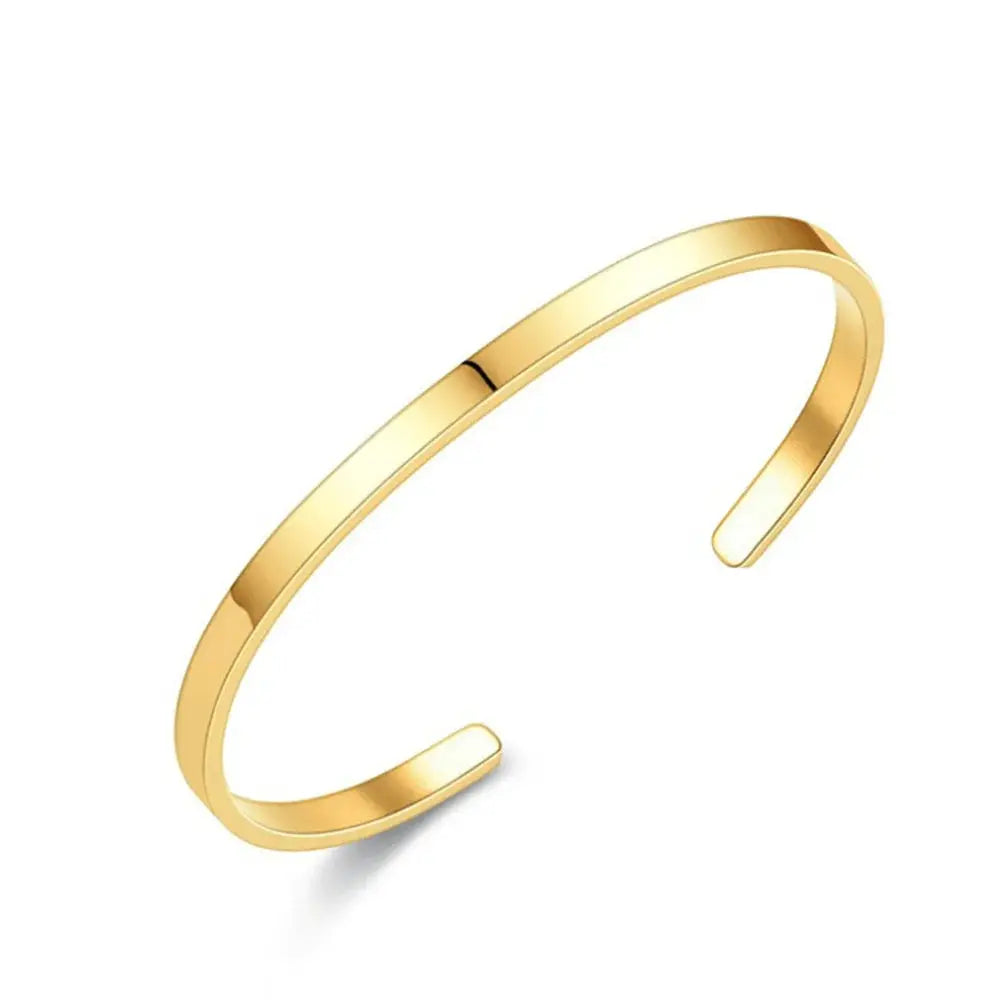 3mm stainless steel Cuban chain bracelet for men, adjustable gold-tone open cuff