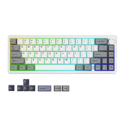 YUNZII AL68 silver wireless mechanical keyboard by Simples Market, aluminum chassis with RGB lighting and a right-side knob.