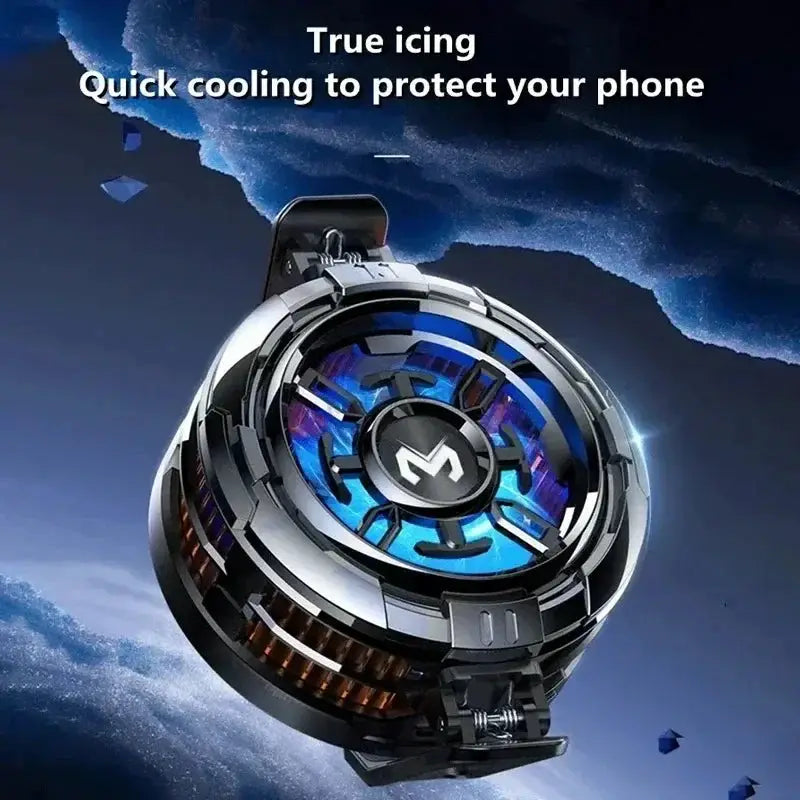Universal 2-in-1 phone cooler CX08 with magnetic back clip, blue LED cooling fan by Simples Market