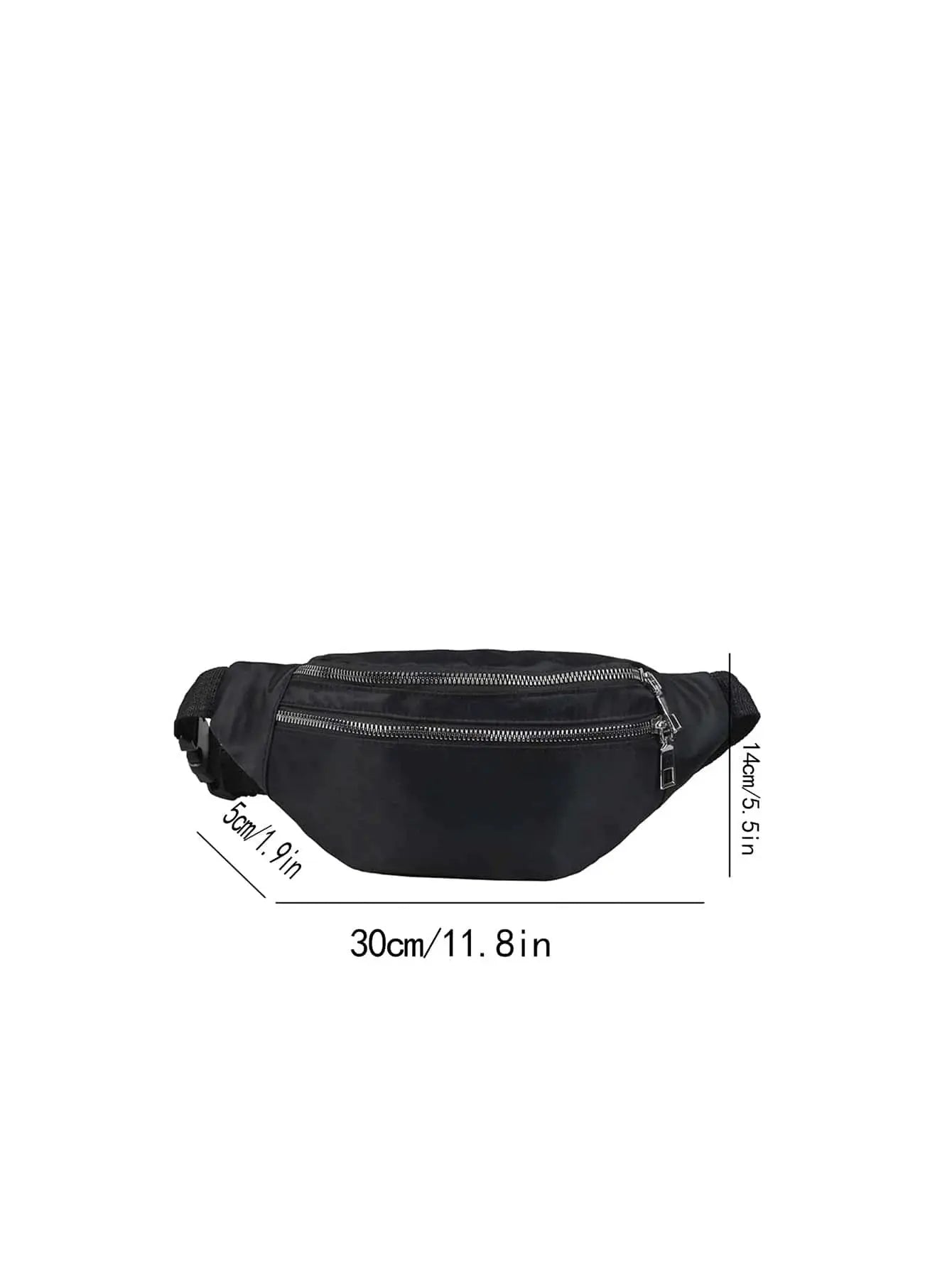 Fanny pack waist bag by Simples Market, black nylon with multiple zip pockets and adjustable strap