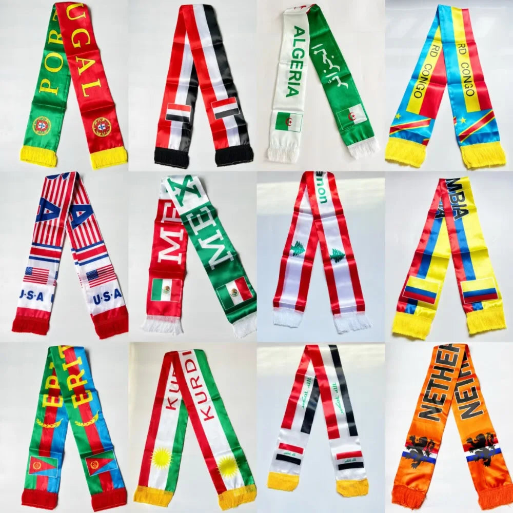 Double Sided Satin Scarf Flag USA Mexico Netherlands Iraq Haiti France