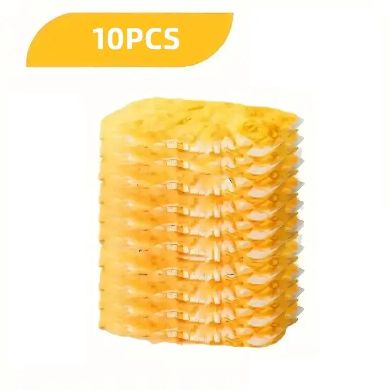 Disposable yellow feather duster heads, 10pcs for dusting furniture and surfaces