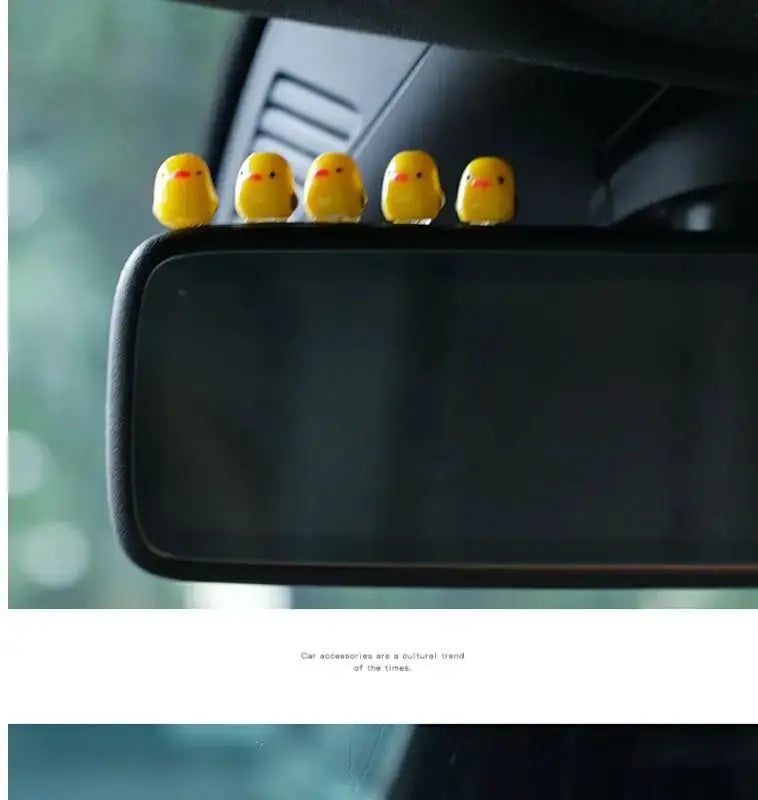 5-piece set of cute yellow duck car interior decorations for rearview mirror and dashboard, Simples Market