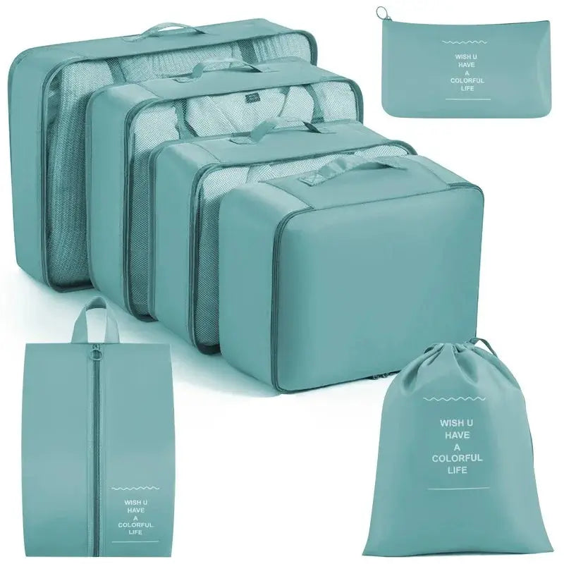 EcoVoyage Travel Storage Bag Set 7 8 9 Piece Eco Friendly Compression Packing Cubes For Clothes Shoes Toiletries