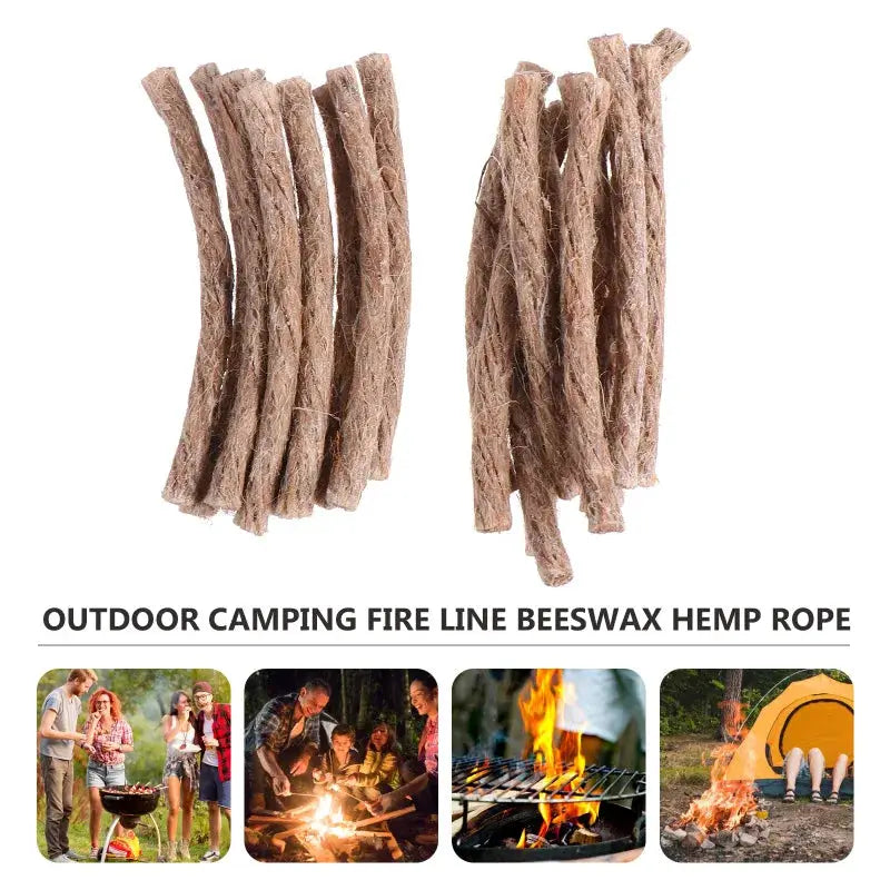 Simples Market 10Pcs hemp wick survival rope in two bundles for outdoor camping, natural brown beeswax cords