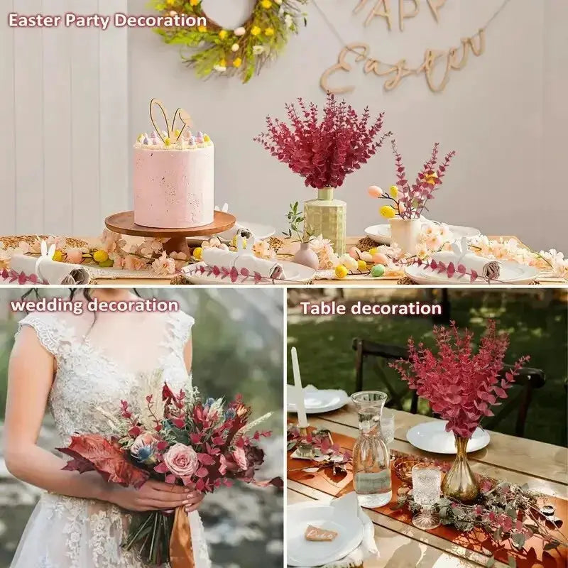 10 Pieces Artificial Eucalyptus Leaves Branches for Home Garden Wedding Decoration Flowers Bouquet Centerpiece