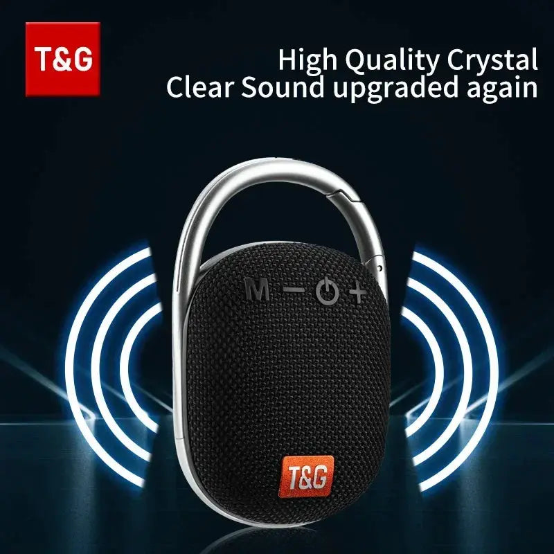 TG321 outdoor portable Bluetooth speaker, waterproof fabric shell, black with T&G logo