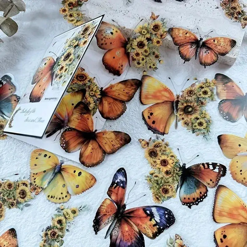 30 Pcs Butterfly and Flower Themed DIY Decorative Sticker Pack for Scrapbooks Journals Planners Labels