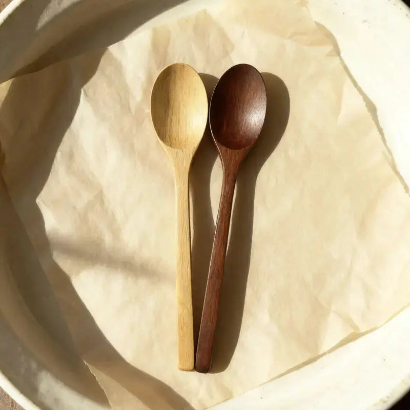 Two Piece Wooden Spoon Tableware Set Natural Phoebe Wood Kitchen Utensils For Cooking And Serving Soup Tea Dessert