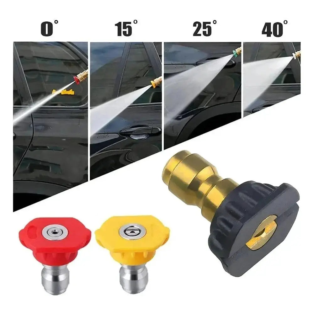 High Pressure Spray Nozzle Set For Garden Washing Quarter Inch Quick Connection Five Piece Adjustable 0 To 40 Degrees