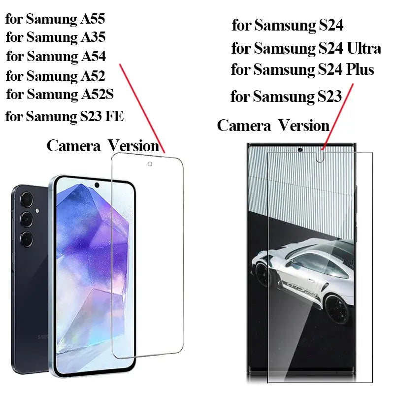 HD tempered glass screen protector set of 2 for Samsung S23 FE and S24 series by Simples Market, clear