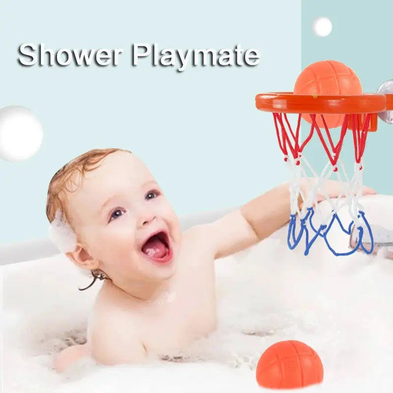 Baby Bath Time Toy Mini Shooting Basket Frame Set With 3 Balls For Kids Bathtub Water Game