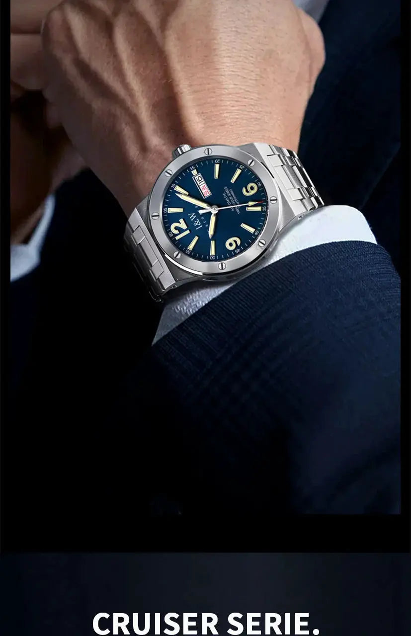 Watch, Carnival Brand IW High-End Series, blue dial, stainless steel bracelet, men's luxury timepiece