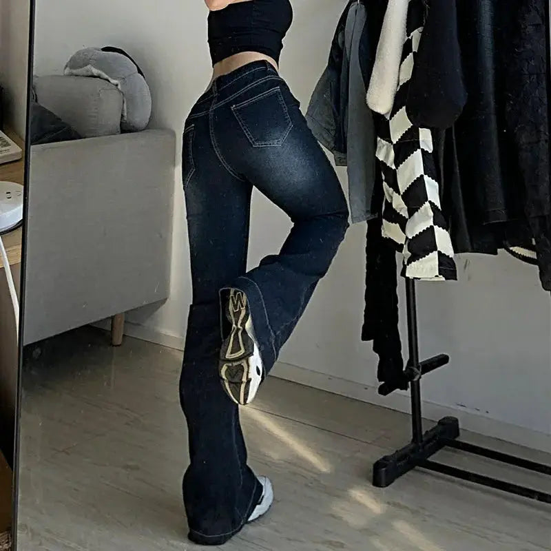 New Flare Jeans For Women Low Waist Denim Pants Y2K Korean Fashion