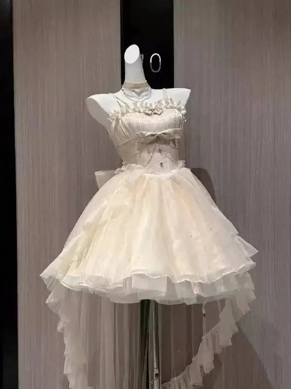 Gothic Y2K Sling Party Dress For Women Harajuku Retro Tulle Ruffles