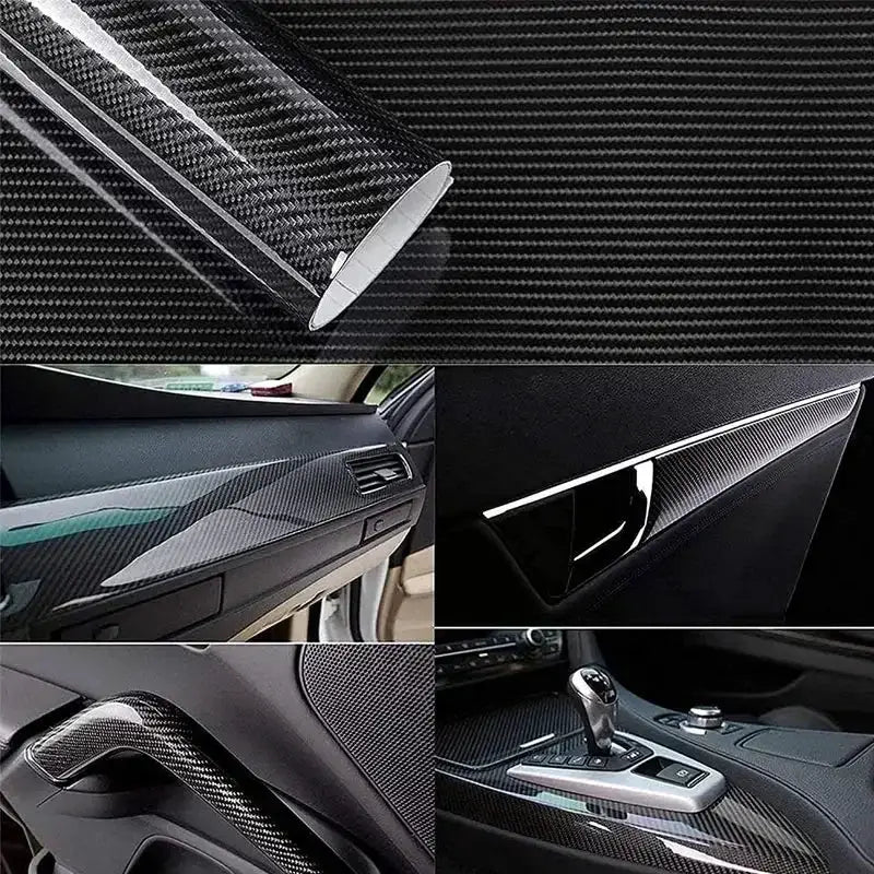 Car interior moulding trim strip, carbon fiber look PU leather, self-adhesive universal kit