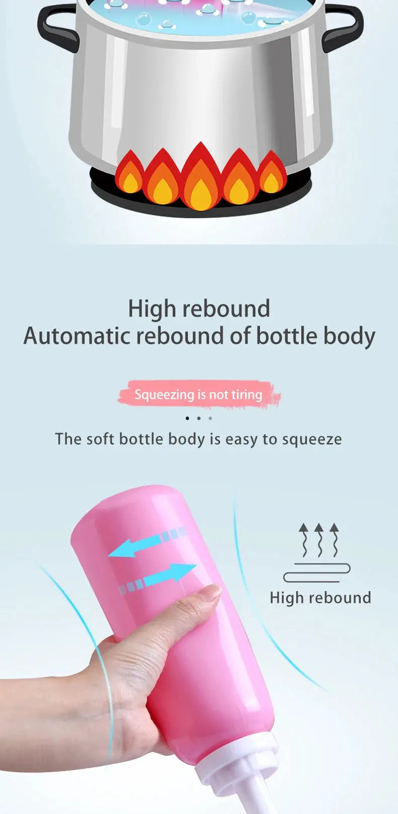500ml portable handheld bidet spray bottle in pink for travel and baby care