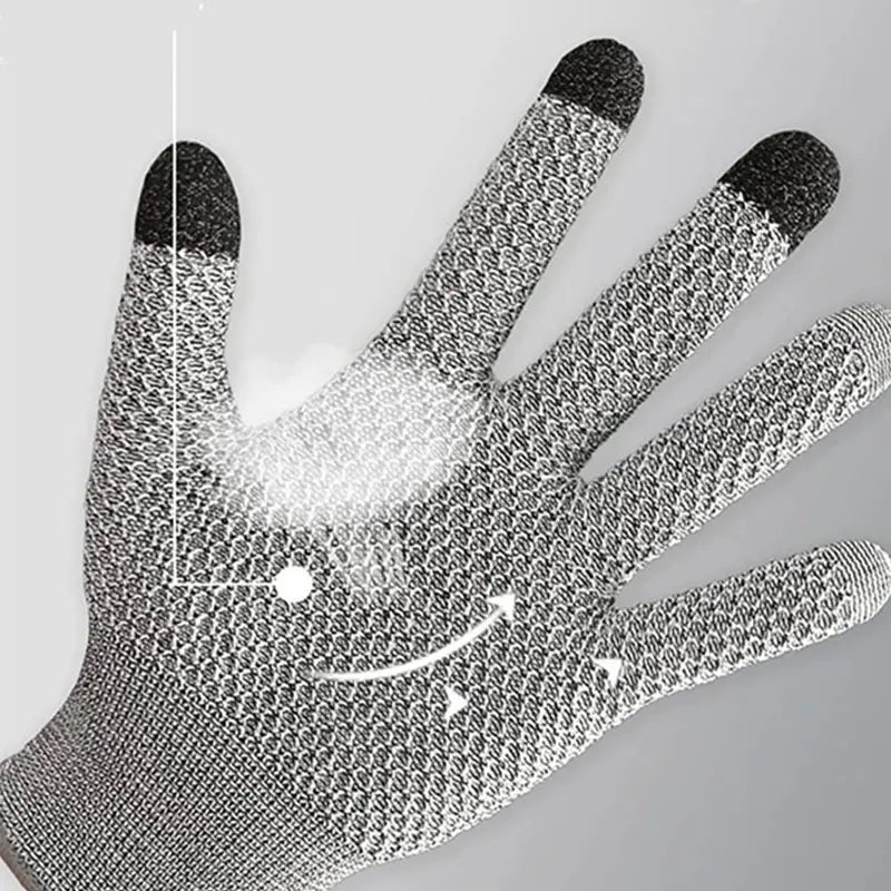Anti-cutting gloves by Simples Market, silver-gray steel-mesh, touch-screen compatible