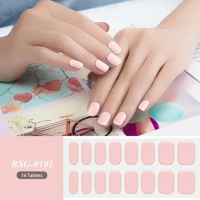 NailLux Semi Cured Nail Wraps For 16 To 20 Tips Easy Full Cover Adhesive Press On Nails Gel Finish UV LED Compatible