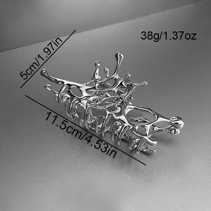 Large Geometric Claw Clips for Women Silver Metal Shark Hair Clips Korean Fashion Grab Clamps Hair Accessories