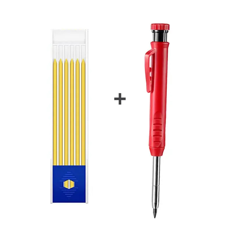 Carpenter pencil refills 2.8mm yellow (6-pack) and red drafting marker with built-in sharpener Simples Market