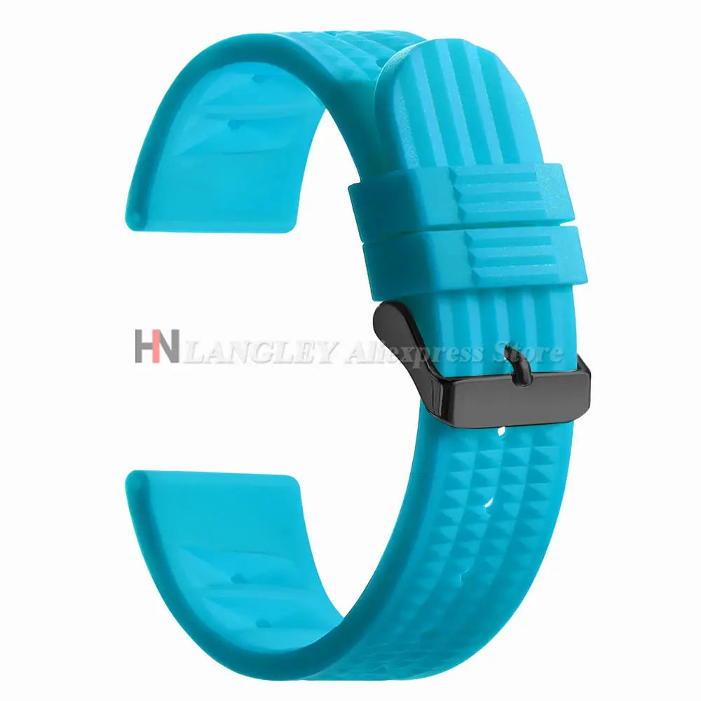 Watchdives Soft Rubber Waffle Strap 20mm 22mm Silicone Diver Watchband For Seiko SKX007 Waterproof
