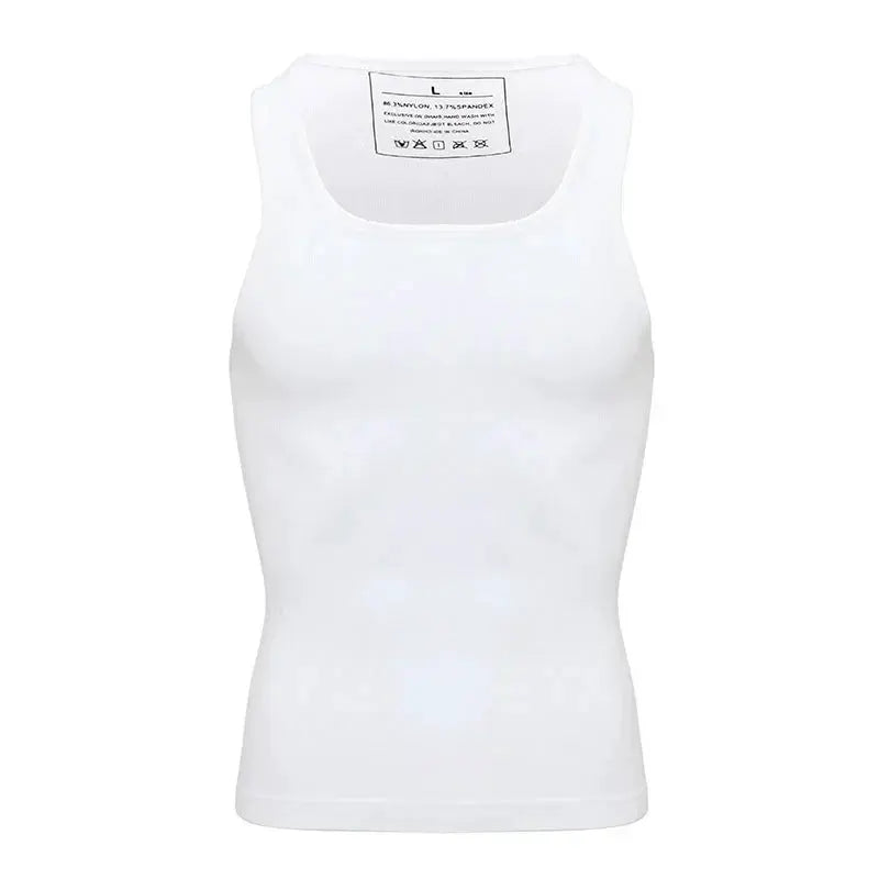 Simples Market men's white slimming body shaper tank top with abdomen compression undershirt