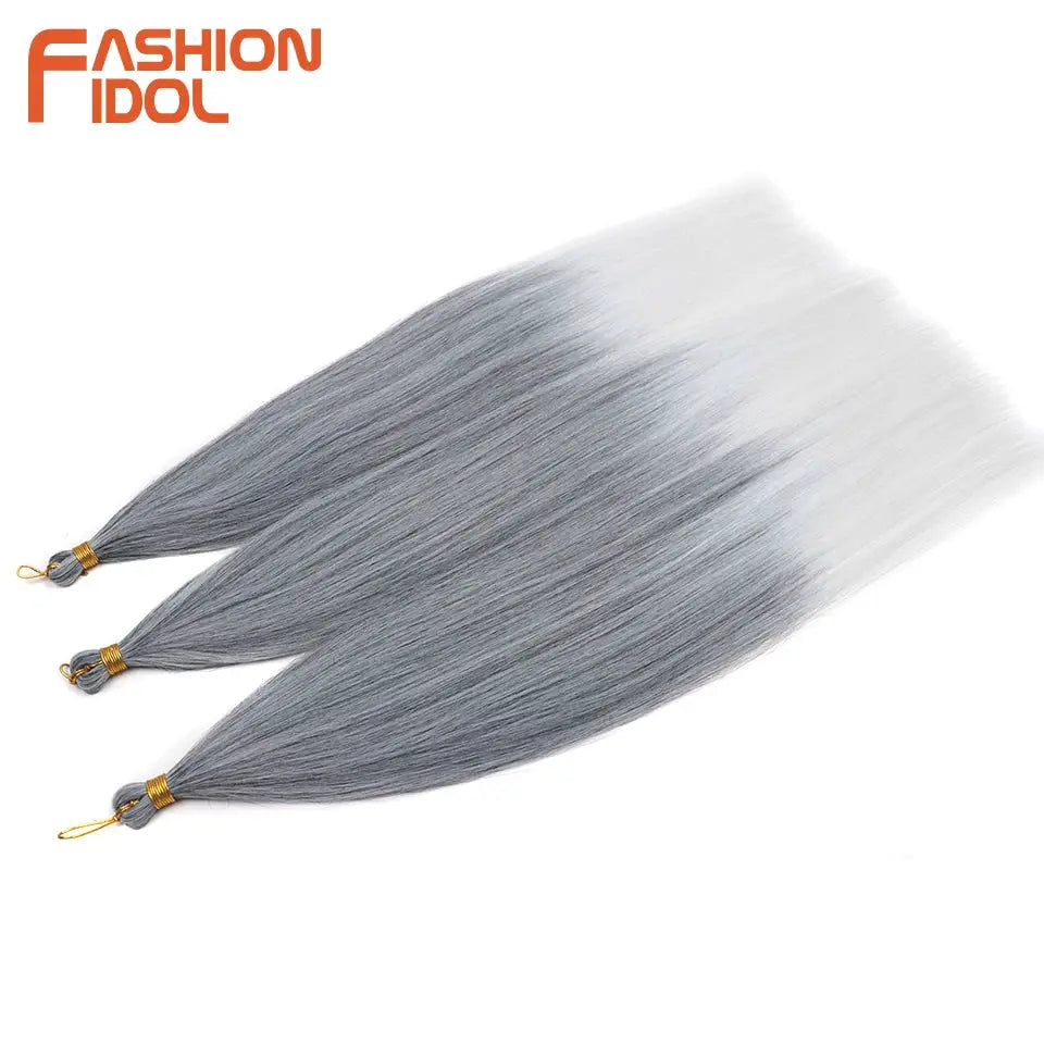 Ariel straight pony hair bundles for crochet braids, 28in, 3pcs, ombre silver grey synthetic hair - Simples Market
