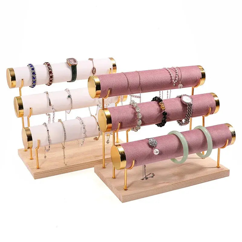 One Third Layer Wooden Jewelry Rack Bracelet Watch Holder For Women And Men Gift Packaging Display