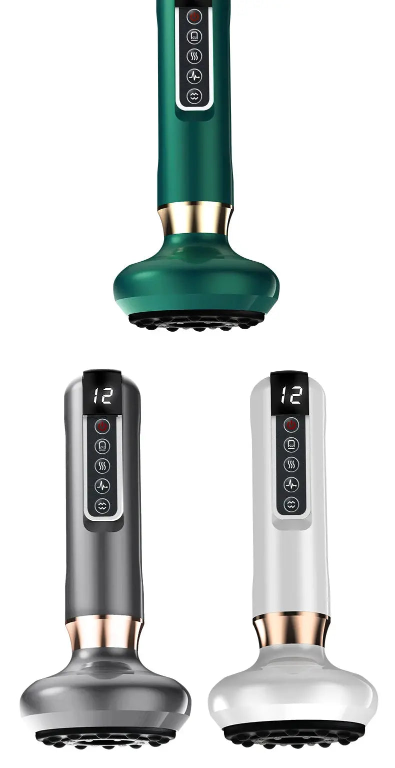 Simples Market electric massager with gua sha and vacuum suction head, green/gray/white (3 items)