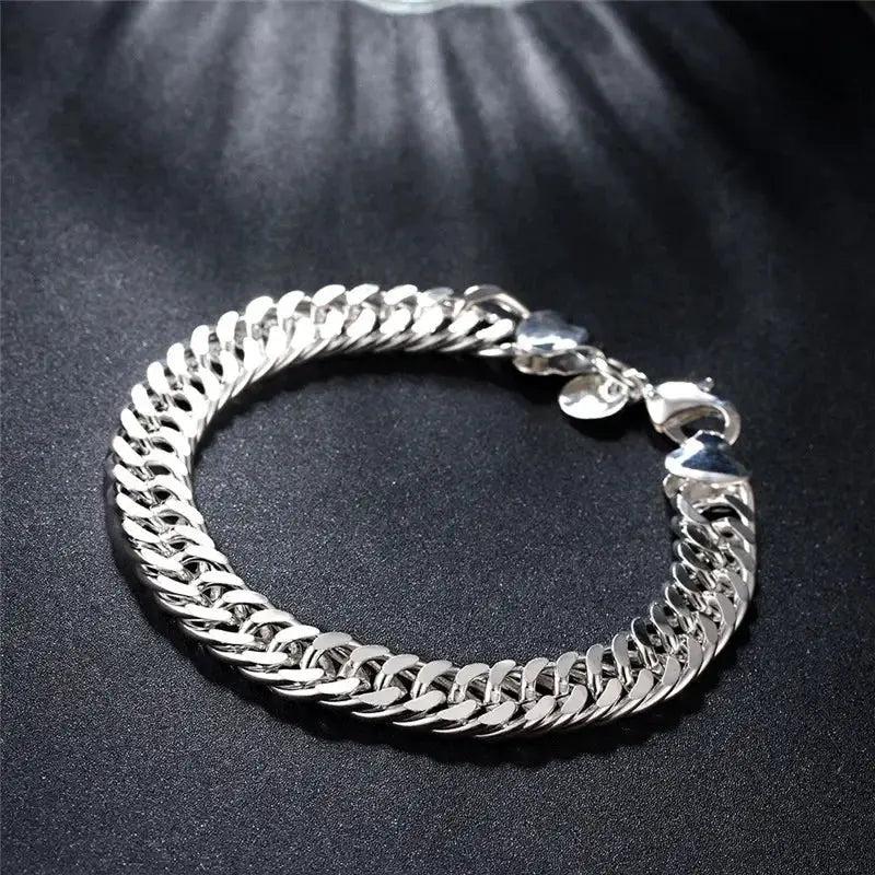 925 Sterling Silver Fine Chain Bracelet For Women And Men With Charms Wedding Gift Fashion Jewelry