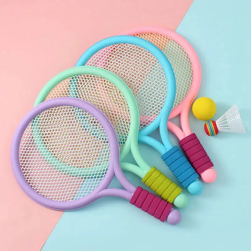 Kids Badminton And Tennis Racket Set For 3 To 12 Years Lightweight Plastic Outdoor Toy For Beginners