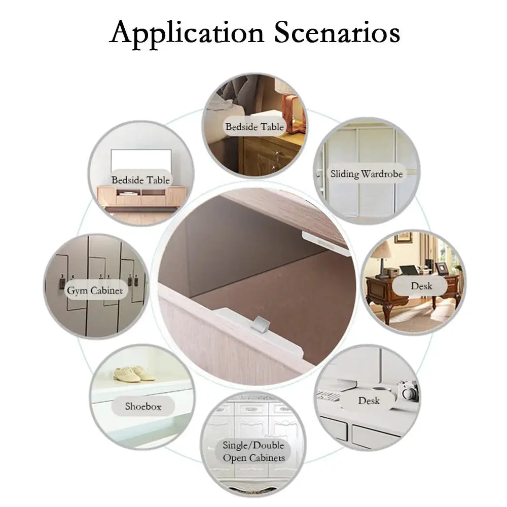 Smart drawer lock by Simples Market; Tuya App/EM Card keyless NFC sensor, white finish