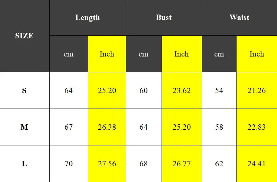 Simples Market Style Sexy Casual Ladies Jumpsuit Bandage Backless Bodysuit size chart with length, bust and waist.