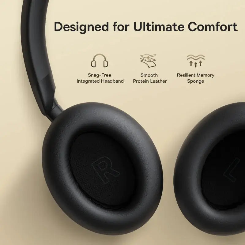 Baseus Bowie MH1 over-ear headphones in black with cushioned ear cups