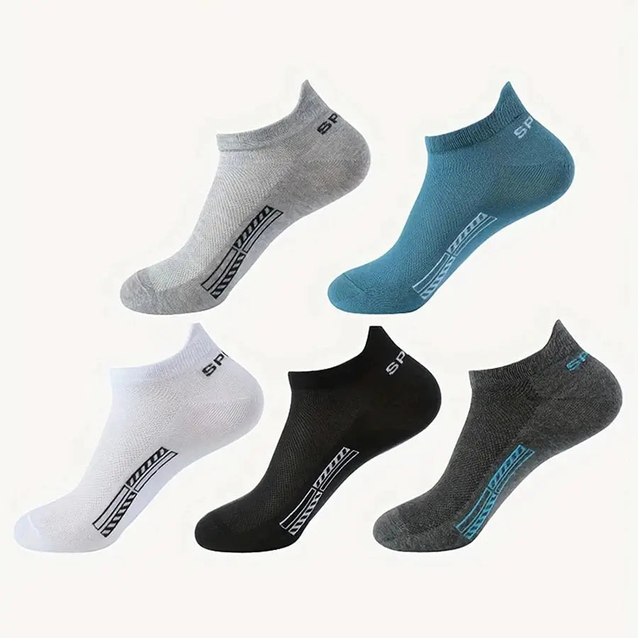 Men Ankle Socks Set 5 To 30 Pairs Breathable Odor Proof Sweat Absorbing Letter Sports Style Invisible Running Socks