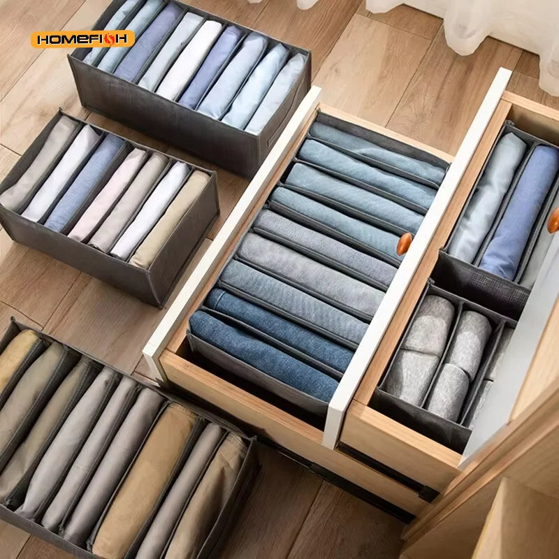 Grey 9 Grid Non Woven Storage Box Durable Washable Space Saving Wardrobe Organizer For Clothes And Underwear