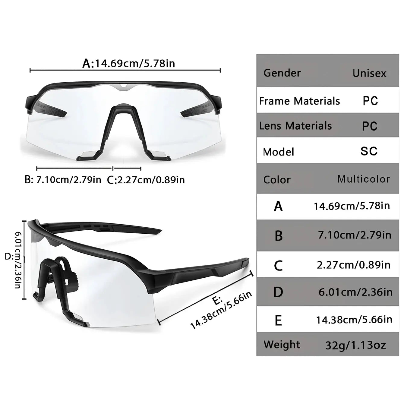 OptiView Photochromic Cycling Sunglasses For Men And Women Auto Tint All Light Conditions Windproof Oversized Eyewear