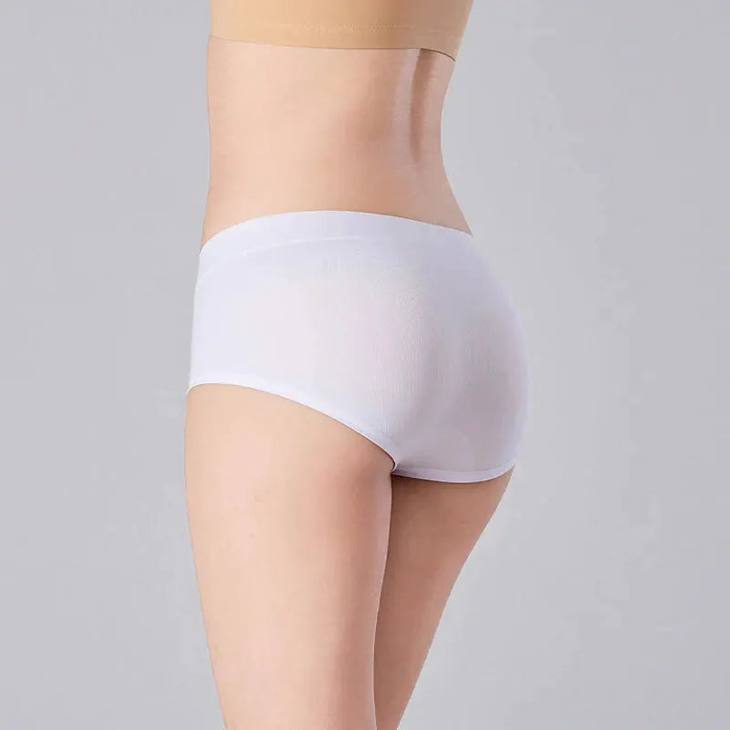 7-piece white cotton women's briefs set; low-waist, soft breathable underwear